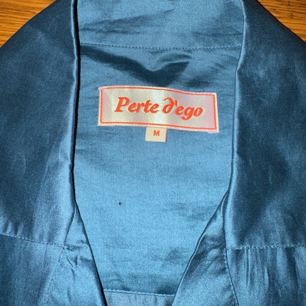 Perte D’ego Hand Embroidered Cotton Silk Blend Fabric Shirt Size Medium - Picture 2 of 5
